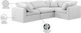 Indulge White Linen Textured Fabric Modular Sectional 141White-Sec4C Meridian Furniture