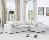 Indulge White Linen Textured Fabric Modular Sectional 141White-Sec4C Meridian Furniture