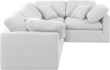 Indulge White Linen Textured Fabric Modular Sectional 141White-Sec4C Meridian Furniture