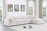 Indulge White Linen Textured Fabric Modular Sectional 141White-Sec5A Meridian Furniture