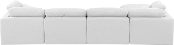Indulge White Linen Textured Fabric Modular Sectional 141White-Sec5A Meridian Furniture