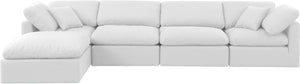 Indulge White Linen Textured Fabric Modular Sectional 141White-Sec5A Meridian Furniture