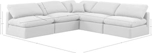 Indulge White Linen Textured Fabric Modular Sectional 141White-Sec5B Meridian Furniture
