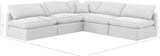 Indulge White Linen Textured Fabric Modular Sectional 141White-Sec5B Meridian Furniture