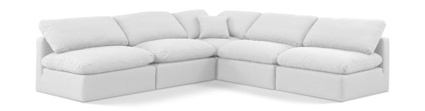 Indulge White Linen Textured Fabric Modular Sectional 141White-Sec5B Meridian Furniture