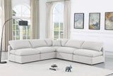 Indulge White Linen Textured Fabric Modular Sectional 141White-Sec5B Meridian Furniture