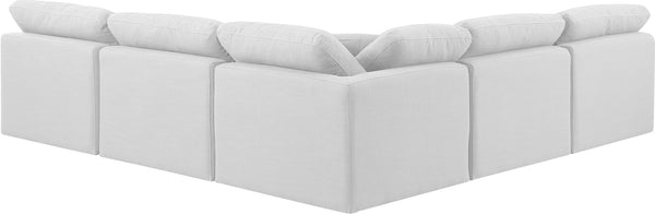 Indulge White Linen Textured Fabric Modular Sectional 141White-Sec5B Meridian Furniture