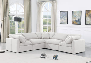 Indulge White Linen Textured Fabric Modular Sectional 141White-Sec5C Meridian Furniture