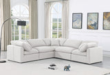 Indulge White Linen Textured Fabric Modular Sectional 141White-Sec5C Meridian Furniture