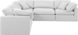 Indulge White Linen Textured Fabric Modular Sectional 141White-Sec5C Meridian Furniture