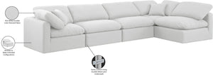 Indulge White Linen Textured Fabric Modular Sectional 141White-Sec5D Meridian Furniture