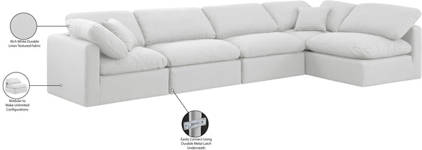 Indulge White Linen Textured Fabric Modular Sectional 141White-Sec5D Meridian Furniture
