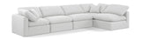 Indulge White Linen Textured Fabric Modular Sectional 141White-Sec5D Meridian Furniture