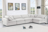 Indulge White Linen Textured Fabric Modular Sectional 141White-Sec5D Meridian Furniture