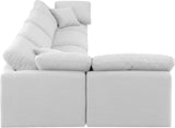 Indulge White Linen Textured Fabric Modular Sectional 141White-Sec5D Meridian Furniture