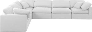 Indulge White Linen Textured Fabric Modular Sectional 141White-Sec6A Meridian Furniture