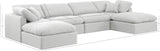 Indulge White Linen Textured Fabric Modular Sectional 141White-Sec6B Meridian Furniture