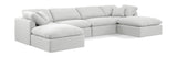 Indulge White Linen Textured Fabric Modular Sectional 141White-Sec6B Meridian Furniture