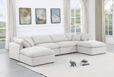 Indulge White Linen Textured Fabric Modular Sectional 141White-Sec6B Meridian Furniture