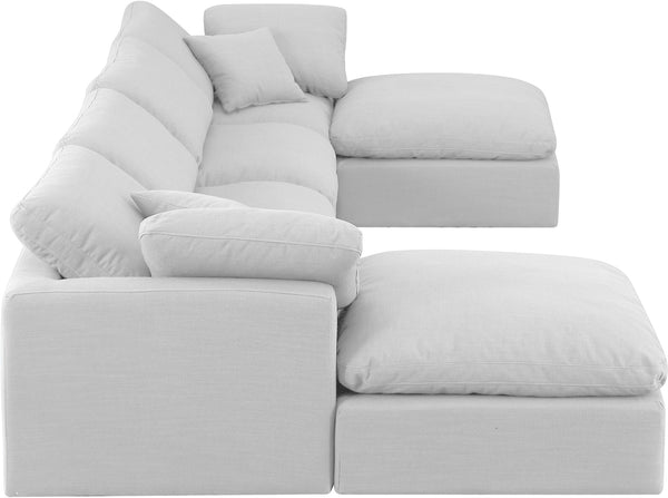 Indulge White Linen Textured Fabric Modular Sectional 141White-Sec6B Meridian Furniture