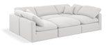 Indulge White Linen Textured Fabric Modular Sectional 141White-Sec6C Meridian Furniture