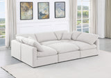 Indulge White Linen Textured Fabric Modular Sectional 141White-Sec6C Meridian Furniture