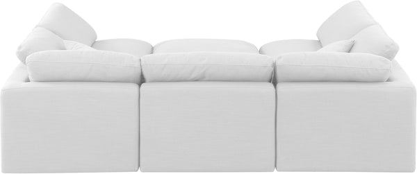 Indulge White Linen Textured Fabric Modular Sectional 141White-Sec6C Meridian Furniture