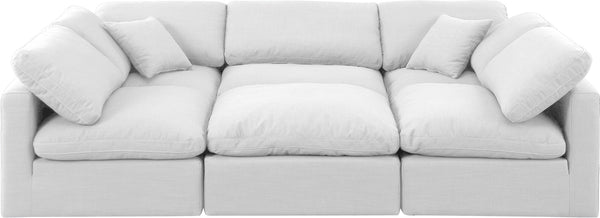 Indulge White Linen Textured Fabric Modular Sectional 141White-Sec6C Meridian Furniture