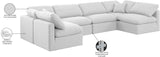 Indulge White Linen Textured Fabric Modular Sectional 141White-Sec6D Meridian Furniture