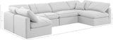 Indulge White Linen Textured Fabric Modular Sectional 141White-Sec6D Meridian Furniture