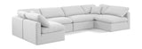 Indulge White Linen Textured Fabric Modular Sectional 141White-Sec6D Meridian Furniture