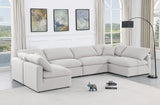 Indulge White Linen Textured Fabric Modular Sectional 141White-Sec6D Meridian Furniture