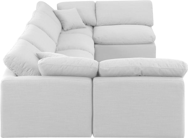 Indulge White Linen Textured Fabric Modular Sectional 141White-Sec6D Meridian Furniture