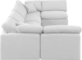 Indulge White Linen Textured Fabric Modular Sectional 141White-Sec6D Meridian Furniture