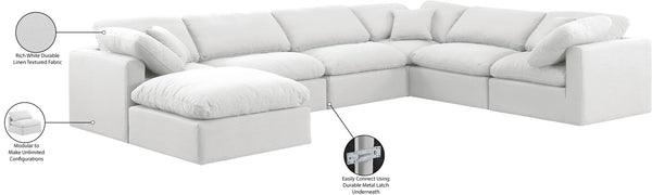 Indulge White Linen Textured Fabric Modular Sectional 141White-Sec7A Meridian Furniture