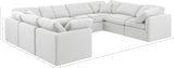 Indulge White Linen Textured Fabric Modular Sectional 141White-Sec8A Meridian Furniture