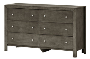 English Elm Burlington modern 6-drawer dresser with nickel hardware, dove-tailed drawers and durable wood veneer finish for stylish bedroom storage Gray 19 L x 60 W x 37 H B078108127