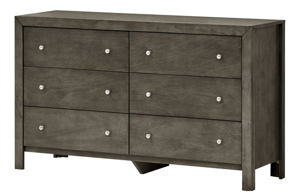 English Elm Burlington modern 6-drawer dresser with nickel hardware, dove-tailed drawers and durable wood veneer finish for stylish bedroom storage Gray 19 L x 60 W x 37 H B078108127