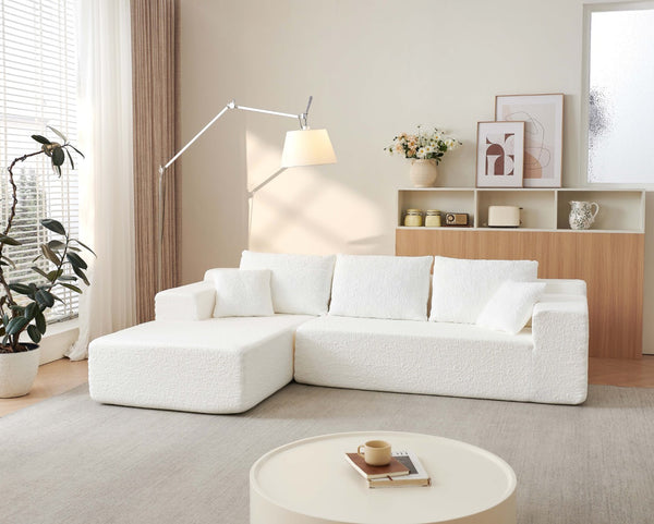 English Elm 104" Modular Cloud Sectional Chenille Sofa with Deep Seats for Modern Living Rooms W1359S00019
