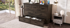 English Elm Murphy Full-Size Cabinet Bed with Built-In Charging Station, Storage Drawer & 700lb Capacity Comfort Gray 57.25 L x 27 W x 6 H N733S293997G