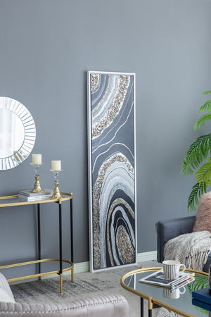 English Elm 70.9X19.7X1.5" Elongated Landscape Oil Painting With Metallic Accents And Textured Stones For Modern Decor W2078P313340