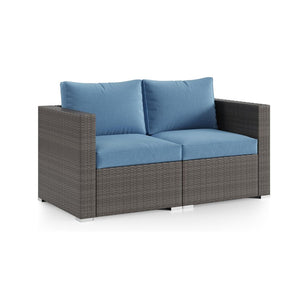 English Elm 59" Modular Pe Rattan Outdoor Loveseat Set with Uv Resistant Olefin Cushions for Patios B082P455122