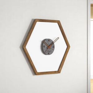 English Elm Tuva Hexagonal Wall Clock with Solid Wooden Frame — Minimalist Modern Design, Easy-to-Read Face Brown B029P331484