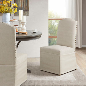 Madison Park Foster Farm House Set of 2 High Back Dining Chairs with Skirts MP108-0849 Beige