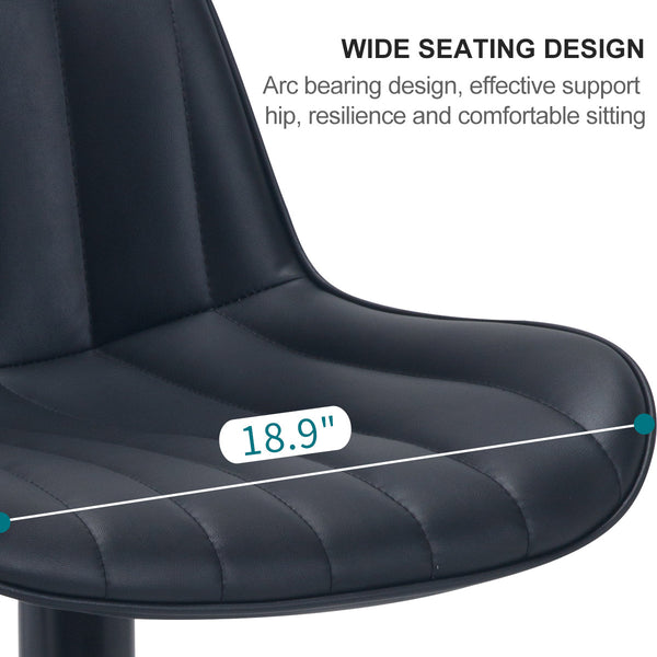 English Elm Adjustable Swivel Bar Stools Set Of 2 - Luxurious Black Kitchen Counter Chairs With Ergonomic Support W2195P205831
