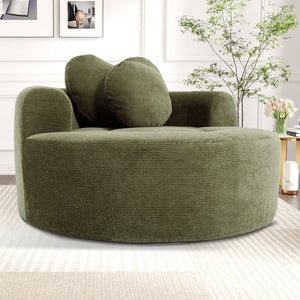 English Elm Round Cloud Sofa Bed Waffle Fabric Memory Foam Convertible Couch for Small Space Living Green W3224P492032