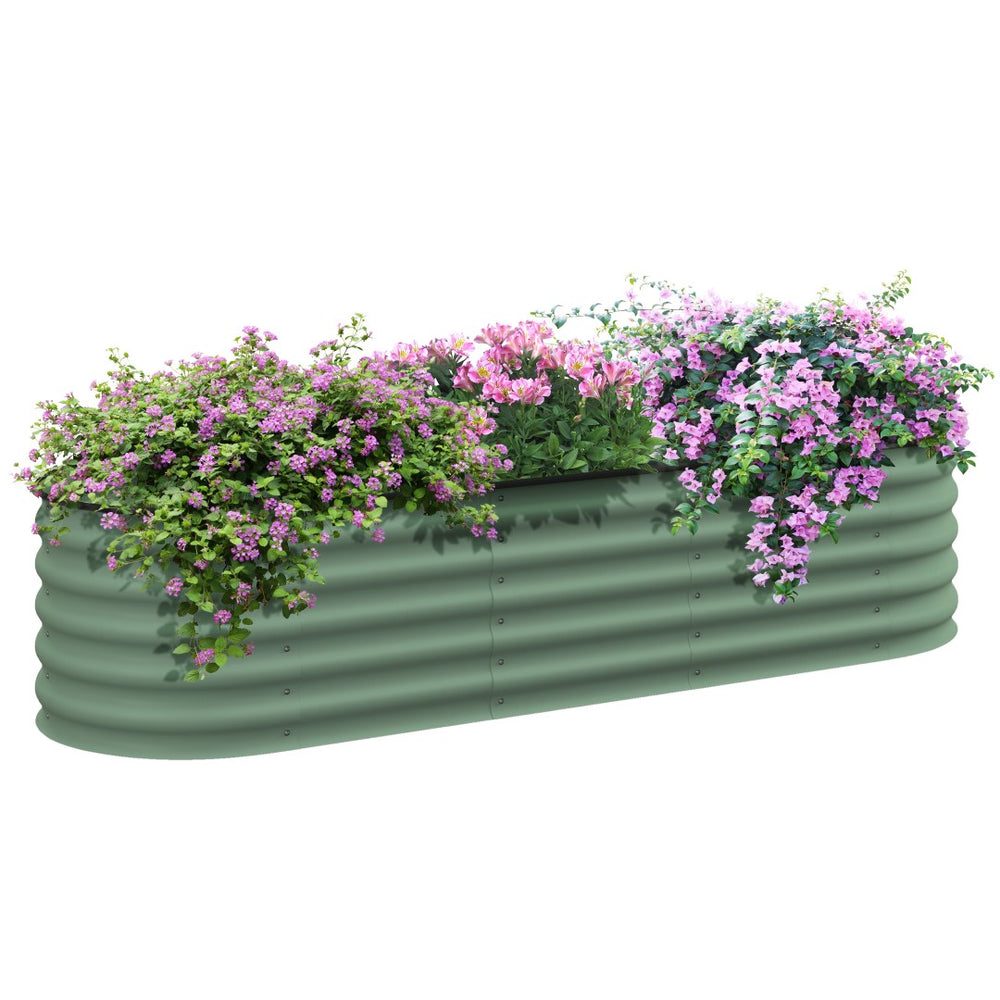 English Elm Outsunny Galvanized Steel Raised Garden Bed Modular Outdoor Planter with Safe Edging W2225P200928