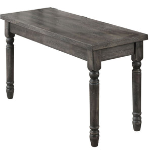 English Elm Weathered Grey Farmhouse Dining Bench with Turned Legs, Cozy Rustic Rubberwood Seating for 2 Guests B062P189065