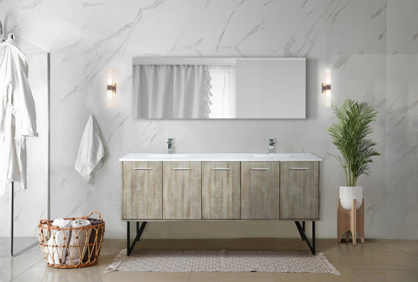 English Elm Rustic Acacia Double Bath Vanity 72" W With Cultured Marble Top, Chrome Faucet & 70" Mirror Included B2731S01785-GIGA