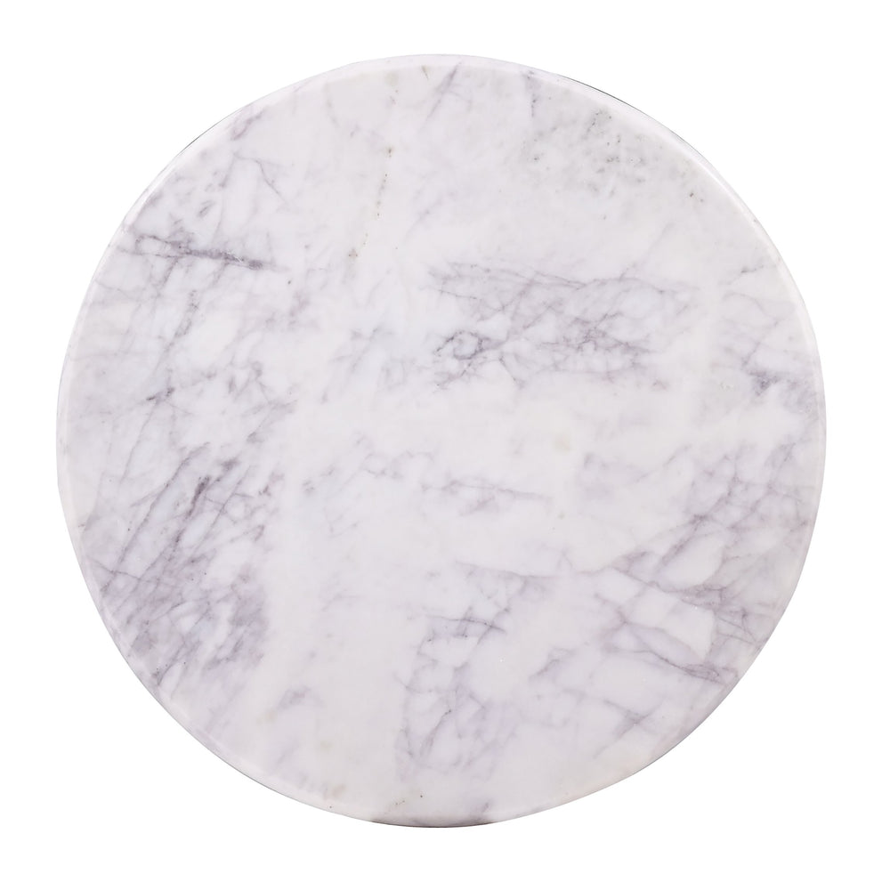 English Elm Luxurious 31-inch Round Marble Top Coffee Table with Fluted Mango Wood Pedestal Base, Scandinavian Charm Black White 23 L x 23 W x 22 H B011P216672